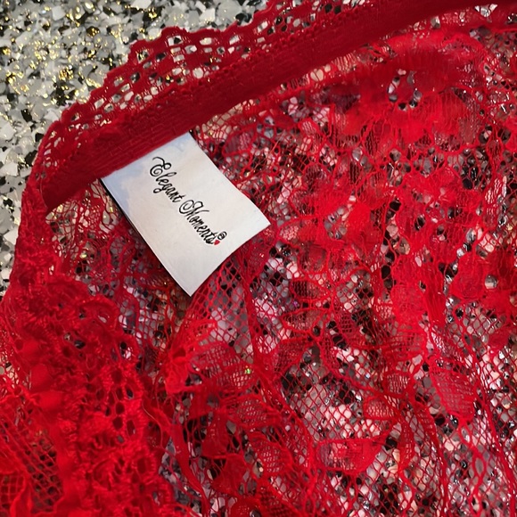 💖 Elegant Moments Red Lace Shrug & Panty Set Sc S - Picture 5 of 6